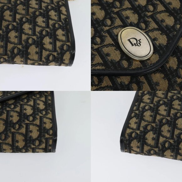 Christian Dior Trotter Canvas Chain Shoulder Bag Navy Gold Auth - Picture 14 of 15